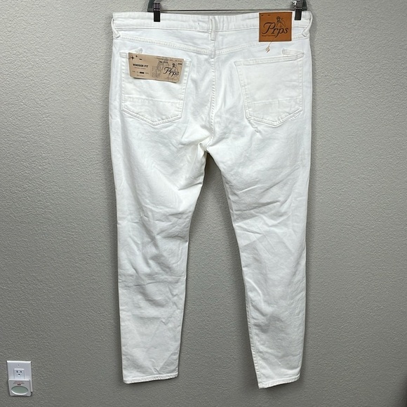 NWT Prps Windsor Fit Tapered Skinny Jeans White Distressed Japanese Denim 42 - Picture 7 of 16